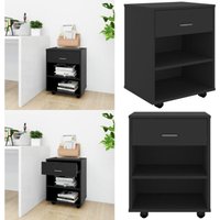 Rollschrank Schwarz 46x36x59 cm Holzwerkstoff - Rollcontainer - Schreibtischschublade - Büroorganisation - Stauraum - Schwarz - Home & Living von VIDAXL