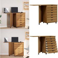 Vidaxl - Rollschrank mit Schreibtisch moss Honigbraun Massivholz Kiefer - Schubladenschrank - Bürostuhl - Home Office - Regal - Aktenordner - Home & von VIDAXL