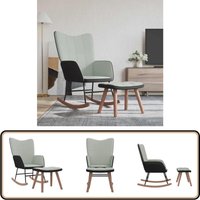 Schaukelsessel mit Hocker Hellgrau Samt und pvc - Samtsofa - Wohnzimmersessel - Schaukelstuhl - Lounge Chair - Relaxsessel von VIDAXL