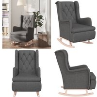 Vidaxl - Schaukelsessel mit Kautschukholz-Beinen Dunkelgrau Stoff - Schaukelsessel - Esszimmerstuhl - Lounge Chair - Gemütlicher Stuhl - Bequemstuhl von VIDAXL