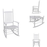 Schaukelstuhl mit Gebogener Sitzfläche Weiß Holz - Vintage Stuhl - Holzschaukelstuhl - Gartenstuhl - Balkonstuhl - Outdoor Möbel von VIDAXL