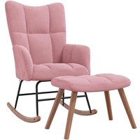 Vidaxl - Schaukelstuhl mit Hocker Samt Rosa 555431 von VIDAXL