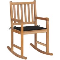 Vidaxl - Schaukelstuhl mit Schwarzem Kissen Massivholz Teak 918294 von VIDAXL