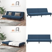 Schlafsofa 2-Sitzer Blau Samt - Samtsofa - Schlafsofa - Gästebett - Wohnzimmersofa - Couch - Home & Living von VIDAXL