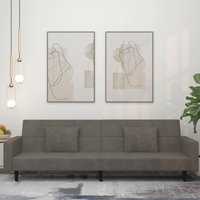 Schlafsofa 2-Sitzer mit 2 Kissen Dunkelgrau Samt - Vidaxl von VIDAXL