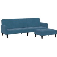 Vidaxl - Schlafsofa 2-Sitzer mit Fußhocker Blau Samt von VIDAXL