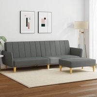 Schlafsofa 2-Sitzer mit Fußhocker Dunkelgrau Stoff - Vidaxl von VIDAXL