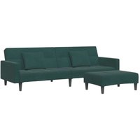 Vidaxl - Schlafsofa 2-Sitzer mit Fußhocker Dunkelgrün Samt von VIDAXL
