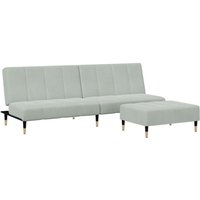 Vidaxl - Schlafsofa 2-Sitzer mit Fußhocker Hellgrau Samt Vidaxl - Schlafsofa 2-Sitzer mit Fußhocker Hellgrau Samt von VIDAXL