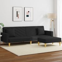 Schlafsofa 2-Sitzer mit Kissen und Fußhocker Schwarz Stoff Vidaxl Schlafsofa 2-Sitzer mit Kissen und Fußhocker Schwarz Stoff Vidaxl von VIDAXL