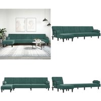 Vidaxl - Schlafsofa in L-Form Dunkelgrün 260x140x70 cm Samt - Schlafsofa - L-förmiges Sofa - Samtsofa - Wohnlandschaft - Couch - Home & Living von VIDAXL