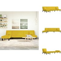 Vidaxl - Schlafsofa in L-Form Gelb 255x140x70 cm Samt - Samtsofa - Schlafsofa - Wohnlandschaft - Ecksofa - Gästebett von VIDAXL