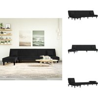 Vidaxl - Schlafsofa in L-Form Schwarz 255x140x70 cm Samt - Samtsofa - Schlafsofa - Wohnlandschaft - Gästebett - Couch von VIDAXL