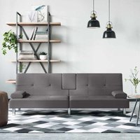 Schlafsofa mit Getränkehaltern Grau Kunstleder - Vidaxl von VIDAXL