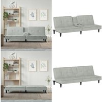 Vidaxl - Schlafsofa mit Getränkehaltern Hellgrau Samt - Sofas - Schlafsofa - Gästebett - Wohnzimmersofa - Samtsofa - Home & Living Vidaxl - Schlafsofa mit Getränkehaltern Hellgrau Samt - Sofas - Schlafsofa - Gästebett - Wohnzimmersofa - Samtsofa - Home & Living von VIDAXL