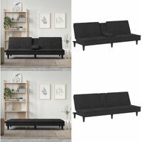 Schlafsofa mit Getränkehaltern Schwarz Samt - Schlafsofa - Sofa - Gästebett - Samtsofa - Wohnlandschaft - Home & Living von VIDAXL