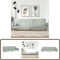 Vidaxl - Schlafsofa mit Kissen Hellgrau Samt - Schlafsofa - Sofa - Gästebett - Wohnraum - Gemütlich von VIDAXL