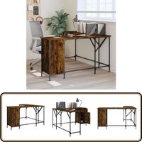 Schreibtisch Räuchereiche 141x141x75 cm Holzwerkstoff - Holz Schreibtisch - Bürotisch - Schreibtisch L-form - Industriel Style - Wohnzimmer Tisch von VIDAXL