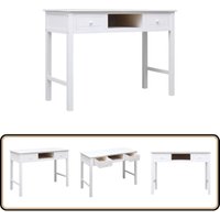 Vidaxl - Schreibtisch Weiß 108x45x76 cm Massivholz Paulownia - Holzsreibtisch - Schreibtisch Weiß - Paulownia Holz - Bürotischl - Computertisch von VIDAXL
