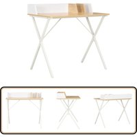 Vidaxl - Schreibtisch Weiß und Natur 80x50x84 cm - Schreibtisch - Weißer Schreibtisch - Holzschiebtisch - Bürostuhl - Home Office von VIDAXL