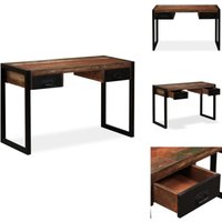 Vidaxl - Schreibtisch mit 2 Schubladen Altholz Massiv 120x50x76 cm - Industrieller Schreibtisch - Vintage Schreibtisch - Altholz Tisch - Massiver von VIDAXL