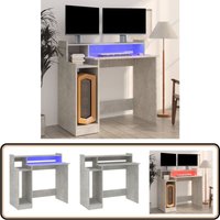 Vidaxl - Schreibtisch mit LEDs Betongrau 97x45x90 cm Holzwerkstoff - Bürostuhl - Schreibtischlampe - Home Office - Arbeitsplatzgestaltung von VIDAXL