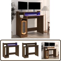 Vidaxl - Schreibtisch mit LEDs Braun Eiche-Optik 97x45x90 Holzwerkstoff - Bürostuhl - Schreibtischlampe - Home Office - Arbeitsplatzgestaltung von VIDAXL