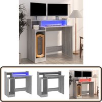 Vidaxl - Schreibtisch mit LEDs Grau Sonoma 97x45x90 cm Holzwerkstoff - Bürostuhl - Schreibtischlampe - Home Office - Arbeitsplatzgestaltung von VIDAXL