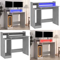 Vidaxl - Schreibtisch mit LEDs Grau Sonoma 97x45x90 cm Holzwerkstoff - Bürostuhl - Schreibtischlampe - Home Office - Arbeitsplatzgestaltung von VIDAXL