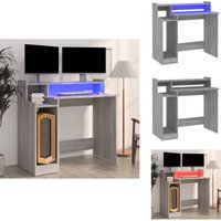Vidaxl - Schreibtisch mit LEDs Grau Sonoma 97x45x90 cm Holzwerkstoff - Bürostuhl - Schreibtischlampe - Home Office - Arbeitsplatzgestaltung von VIDAXL