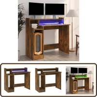 Vidaxl - Schreibtisch mit LEDs Räuchereiche 97x45x90 cm Holzwerkstoff - Bürostuhl - Schreibtischlampe - Home Office - Arbeitsplatzgestaltung von VIDAXL