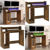 Vidaxl - Schreibtisch mit LEDs Räuchereiche 97x45x90 cm Holzwerkstoff - Bürostuhl - Schreibtischlampe - Home Office - Arbeitsplatzgestaltung von VIDAXL