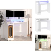 Vidaxl - Schreibtisch mit LEDs Weiß 97x45x90 cm Holzwerkstoff - Bürostuhl - Schreibtischlampe - Home Office - Arbeitsplatzgestaltung - Ergonomischer von VIDAXL