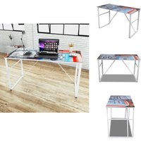 Vidaxl - Schreibtisch mit Lifestyle Print - Schreibtisch - Glastisch - Designer Schreibtisch - Moderner Schreibtisch - Home Office Tisch von VIDAXL