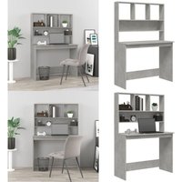 Vidaxl - Schreibtisch mit Regal Betongrau 102x45x148 cm Holzwerkstoff - Schreibtisch - Bürostuhl - Home Office - Holzwerkstoff - Regalschreibtisch von VIDAXL