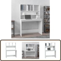 Schreibtisch mit Regal Weiß 102x45x148 cm Holzwerkstoff - Schreibtisch - Bürostuhl - Home Office - Arbeitsplatz - Weißer Schreibtisch von VIDAXL