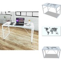 Schreibtisch mit Weltkarte - Schreibtisch - Glastisch - Designer Schreibtisch - Bürostuhl - Home Office von VIDAXL