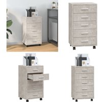 Schubladenschrank mit Rollen Betongrau Holzwerkstoff - Holzschrank - Schreibtischorganisation - Bürobedarf - Rollcontainer - Schubladenschrank Grau Schubladenschrank mit Rollen Betongrau Holzwerkstoff - Holzschrank - Schreibtischorganisation - Bürobedarf - Rollcontainer - Schubladenschrank Grau von VIDAXL