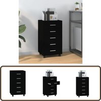 Vidaxl - Schubladenschrank mit Rollen Schwarz Holzwerkstoff - Bürostuhl - Schreibtischorganisation - Aufbewahrungsbox - Rollcontainer - Regalsystem Vidaxl - Schubladenschrank mit Rollen Schwarz Holzwerkstoff - Bürostuhl - Schreibtischorganisation - Aufbewahrungsbox - Rollcontainer - Regalsystem von VIDAXL