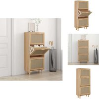 Vidaxl - Schuhschrank Braun 52x25x115 cm Holzwerkstoff & Rattan Natur - Schuhschrank - Holzschrank - Garderobe - Schrank - Einbauschrank von VIDAXL