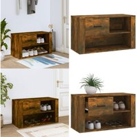 Vidaxl - Schuhschrank Räuchereiche 80x35x45 cm Holzwerkstoff - Schuhschrank - Holzwerkstoff Möbel - Garderobe - Flurmöbel - Schrank - Home & Living von VIDAXL