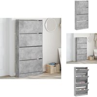Vidaxl - Schuhschrank mit 4 Klappen Betongrau 80x21x163,5 cm - Schuhschrank - Schuhregal - Schuhkipper - Garderobe - Aufbewahrungssystem von VIDAXL