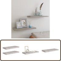Vidaxl - Schweberegale 2 Stk. Betongrau 60x23,5x3,8 cm mdf - Schwebendes Regal - Wandregal - Beton Grau - Regal Mit Unsichtbarer Montage von VIDAXL