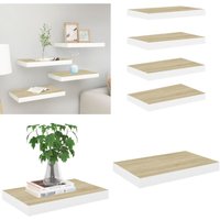 Vidaxl - Schweberegale 4 Stk. Eichen-Optik und Weiß 50x23x3,8 cm mdf - Schweberegale - Wandregale - Regalset - Wohnwandgestaltung - Eichendekor Vidaxl - Schweberegale 4 Stk. Eichen-Optik und Weiß 50x23x3,8 cm mdf - Schweberegale - Wandregale - Regalset - Wohnwandgestaltung - Eichendekor von VIDAXL