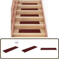 Selbstklebende Treppenmatten 15 Stk. Rechteckig 76x20 cm Rot - Treppenmatten - Stufenmatten - Trittschutz - Anti-Rutsch - Nadelvlies von VIDAXL