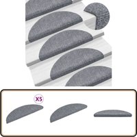 Vidaxl - Selbstklebende Treppenmatten 5 Stk. Hellgrau 56x17x3 cm - Stufenmatte - Treppenmatte - Treppenschutz - Nadelvliesmatte - Anti-Rutschmatte von VIDAXL