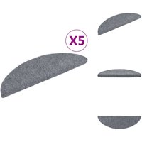 Vidaxl - Selbstklebende Treppenmatten 5 Stk. Hellgrau 56x17x3 cm - Stufenmatte - Treppenmatte - Treppenschutz - Nadelvliesmatte - Anti-Rutschmatte von VIDAXL
