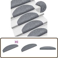 Selbstklebende Treppenmatten 5 Stk. Hellgrau 65x21x4 cm - Stufenmatten - Treppenläufer - Treppenschutz - Anti-Rutschmatte - Nadelvliesmatte von VIDAXL