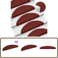 Selbstklebende Treppenmatten 5 Stk. Rot 56x17x3 cm Nadelvlies - Stufenmatte - Treppenmatte - Treppenschutz - Rutschfeste Matte - Nadelvliesmatte von VIDAXL