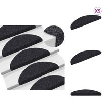 Selbstklebende Treppenmatten 5 Stk. Schwarz 56x17x3 cm - Treppenmatten - Stufenmatten - Laufmatten - Anti-Rutschmatte - Treppenbelag von VIDAXL